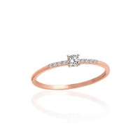 Zelta gredzens ar cirkoniem “Thin Spark” no 585. proves sarkanā zelta