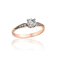 Zelta gredzens ar cirkoniem “Mīlestības Mirdzums” no 585. proves sarkanā zelta