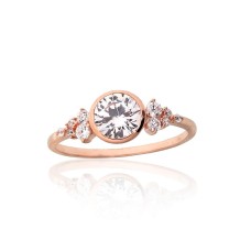 Gold Cubic Zirconia Ring “Orbital Glow”