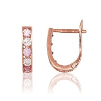 14K Red Gold Cubic Zirconia Earrings “Confetti X”