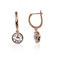 Zelta auskari ar cirkoniem “Zelta Līnija” no 585. proves sarkanā zelta