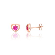 14K Red Gold Cubic Zirconia Stud Earrings “Amor”