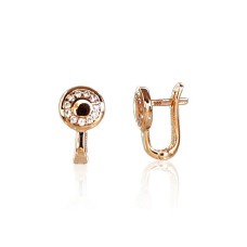 Gold Cubic Zirconia Earrings “Moon Circle”