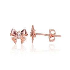 Auksiniai auskarai su cirkoniais „Cute Bow-Knots“