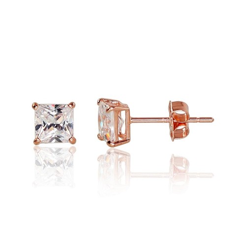 14K Red Gold Cubic Zirconia Stud Earrings “New Classic XIV”