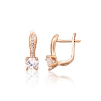 Zelta auskari ar cirkoniem "Junona Gold IV" no 585. proves sarkanā zelta