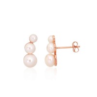 Zelta auskari ar pērlēm "Pērļu Mirdzums" no 585 proves sarkanā zelta