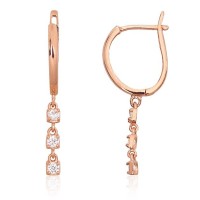 14K Red Gold Cubic Zirconia Earrings “Alectrona II”