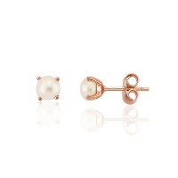 Zelta auskari ar pērlēm "Pērļu mirdzums II" no 585 proves sarkanā zelta