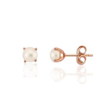 Zelta auskari ar pērlēm "Pērļu mirdzums II" no 585 proves sarkanā zelta