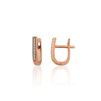 Zelta auskari ar cirkoniem "Līnija gaismas V" no 585 proves sarkanā zelta