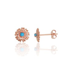 Zelta auskari ar tirkīzu “Zelta Margarīta II” no 585. proves sarkanā zelta