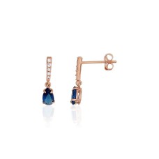 Gold Cubic Zirconia Earrings “Blue Accent II”
