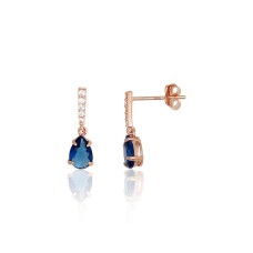 Gold Cubic Zirconia Earrings “Blue Accent”