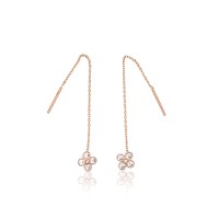 Zelta auskari ar cirkoniem “Ziedu Diegs” no 585. proves sarkanā zelta