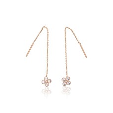 Gold Cubic Zirconia Earrings “Floral Thread”