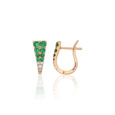 Gold Diamond and Emerald Earrings “Skylar III”