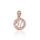 14K Red Gold Cubic Zirconia Letter Pendant “U”