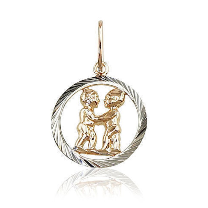 Zelta kulons - zodiaka zīme "Dvīņi" no 585 proves sarkanā zelta
