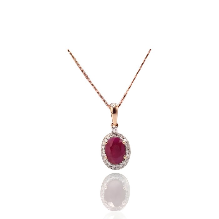 Gold Diamond and Ruby Pendant “Little Sun II”