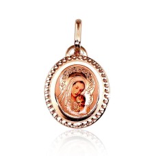 Zelta kulons-ikona "Svētā Jaunava Marija II" no 585 proves sarkanā zelta