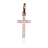 14K Red Gold Cubic Zirconia Cross Pendant “Classic XI”