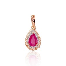 14K Red Gold Diamond and Ruby Pendant “Renaissance III”