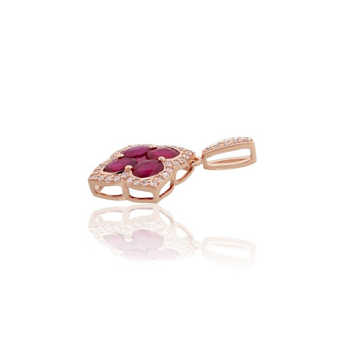 Gold Diamond and Ruby Pendant “Diamond Flower IX”