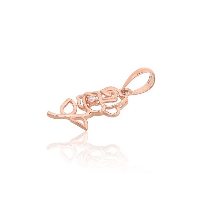 Gold Cubic Zirconia Pendant “Golden Rose”