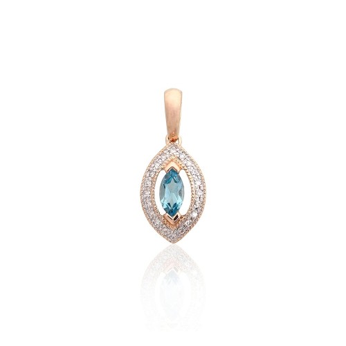 14K Red Gold Diamond and Topaz Pendant “Ocean's Glow”