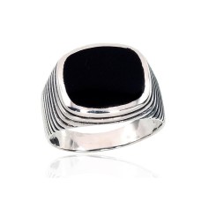 Men's Sterling Silver Onyx Ring “Maximilian V”