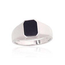 Miesten hopeasormus onyksilla ”Obsidian”