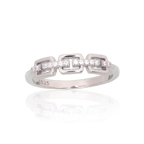 Sterling Silver Cubic Zirconia Ring “Crystal Geometry”