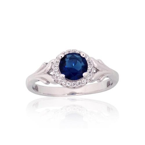 Sterling Silver Cubic Zirconia Ring “Hearts and Arrows IX”