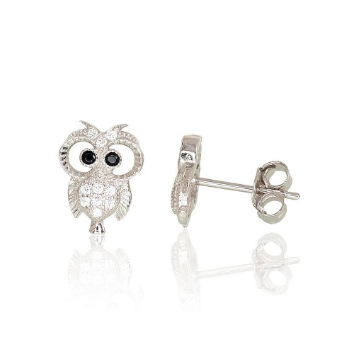 Laste hõbekõrvarõngad tsirkoonidega „Owlet“