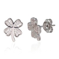 Sudraba auskari ar cirkoniem „Clover“