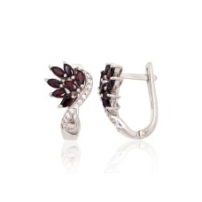 Sudraba auskari ar cirkoniem un granātiem „Modern“