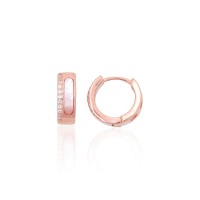 Sterling Silver Cubic Zirconia and Mother of Pearl Hoop Earrings “Megan II”