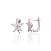 925 Sterling Silver Cubic Zirconia Earrings “Stone Flower IX”