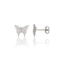 Children's 925 Sterling Silver Cubic Zirconia Earrings “Tender Flight II”