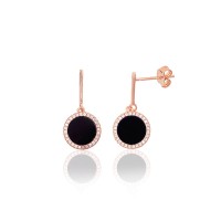 Sterling Silver Cubic Zirconia and Onyx Earrings “Midnight Medallion”