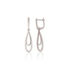 925 Sterling Silver Cubic Zirconia Earrings “Double Drop”