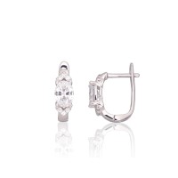 925 Sterling Silver Cubic Zirconia Earrings “Silver Mist V”