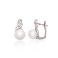 925 Sterling Silver Cubic Zirconia and Pearl Earrings “Fabiola VII”
