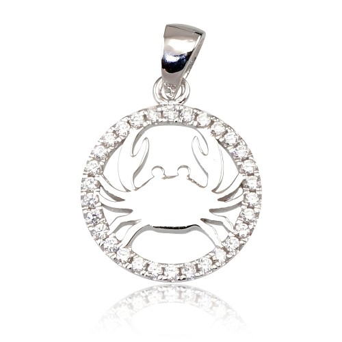 Sterling Silver Cubic Zirconia Zodiac Pendant “Cancer”