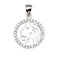 Sudraba zodiaka zīmes kulons ar cirkoniem „Leo II“