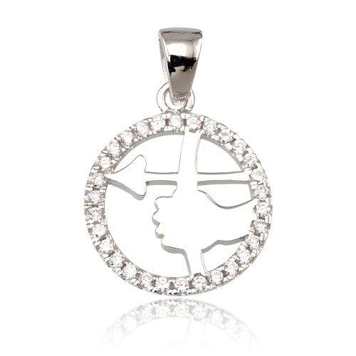 Sterling Silver Cubic Zirconia Zodiac Pendant “Strelec”