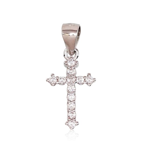Sterling Silver Cubic Zirconia Cross Pendant “Sacred Cross VI”