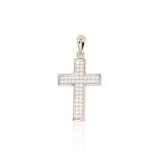 Sterling Silver Cubic Zirconia Cross Pendant “Sacred Cross II”