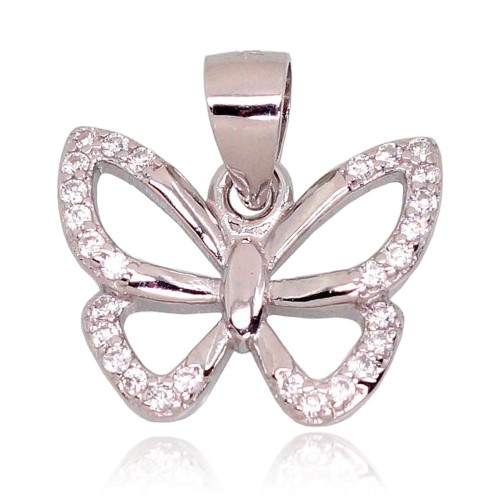 Sterling Silver Cubic Zirconia Pendant “Butterfly V”